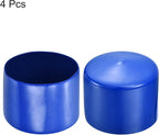 uxcell 4pcs Rubber End Caps 70mm(2 3/4") ID Vinyl Round Tube Bolt Cap Cover Screw Thread Protectors Blue, 40mm Height