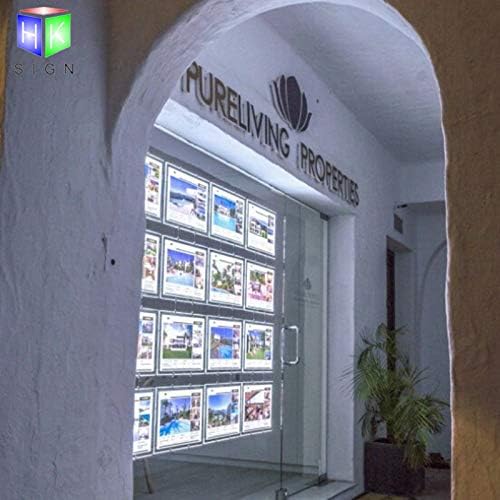 Real Estate Window Hanging Acrylic Photo Frame Advertising Display Office Led Store Sign Holders(Vertical,3pcs A4 a row)