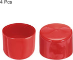 uxcell 4pcs Rubber End Caps 58mm ID Vinyl Round End Cap Cover Screw Thread Protectors Red, 40mm Height