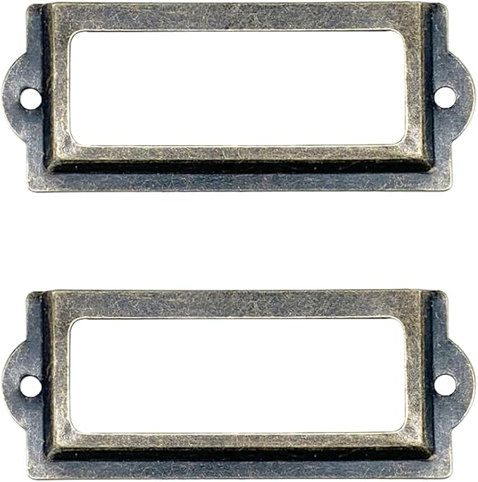 [24 Pack] Antique Bronze Office Library File Drawer Cabinet Card Tag Label Holder Metal Frame 83mm x 30mm