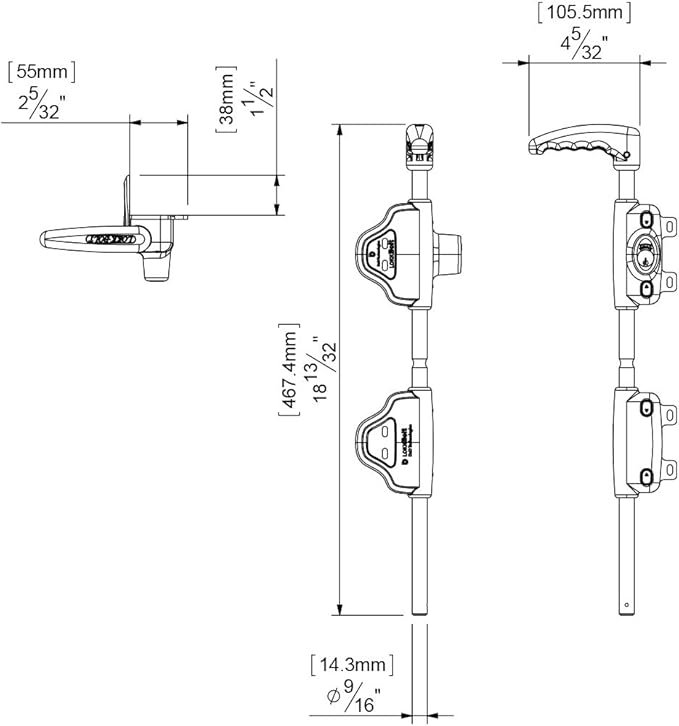 D&D Technologies LB218BX LokkBolt Premium Drop Bolt, Lockable Security Drop Bolt, for Wood and Vinyl Gates, 18" Length