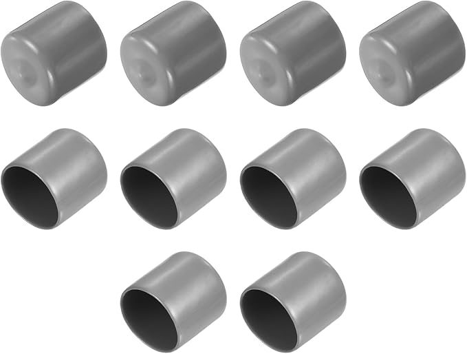 uxcell 10pcs Rubber End Caps 26mm ID Vinyl Round End Cap Cover Screw Thread Protector Light Grey