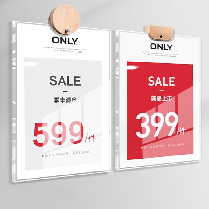 Wall Mount Acrylic Sign Holder with 3M Tape, Photo Menu Flyer Display Frames for Mall, Office, Home, Restaurant (Metal Horizontal A5 148×210mm/5.83×8.27inches)