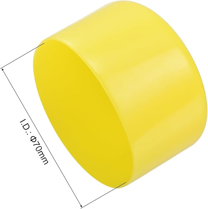 uxcell 4pcs Rubber End Caps 70mm(2 3/4") ID Vinyl Round Tube Bolt Cap Cover Screw Thread Protectors Yellow, 40mm Height