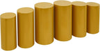 OUKANING 6 PCS Metal Display Pedestal Stands, Gold Cylinder Display Stands Pillars, Decoration Cube Sculpture Display Column for Wedding Party Baby Shower Birthday, H27.56'', 26'', 23.62''