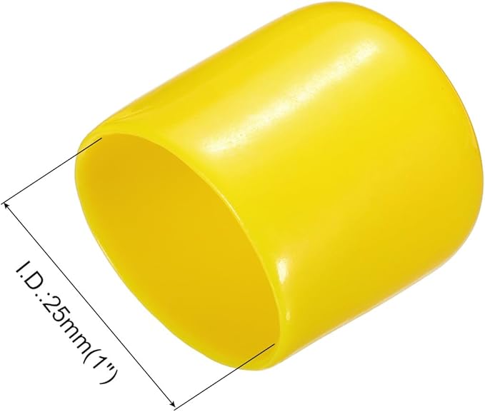 uxcell 10pcs Rubber End Caps 25mm(1") ID Vinyl Round End Cap Cover Screw Thread Protectors Yellow