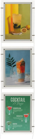 3PCS A3 Portrait Real Estate Window Advertising Display Hanging Light Box Frame Acrylic Frame Sign Holder