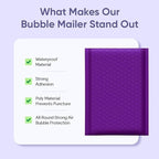 Purple 7.25x12 Inch Poly Bubble Mailers #1 | Self Seal Padded Envelopes | Air Cushioned Bubble Mailer | Usable Size 7.25x11 Inch | 100 Pack Bulk | Waterproof | Lightweight Mailing Shipping Bags