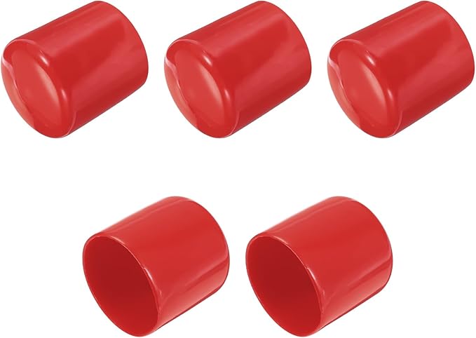 uxcell 5pcs Rubber End Caps 31mm ID Vinyl Round Tube Bolt Cap Cover Screw Thread Protectors Red