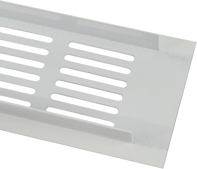 Vent Systems 11.81 x 2.36 (Outer Size) - Pack of 2 - Rectangular Door Vent - White Aluminum Vent Cover Toe Kick Vent Cover - HVAC for Home Cabinet Vent - Intake/Exhaust Door Return Air Vent