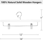 AMKUFO 20pcs Wooden Pants Hangers Solid Pants Hangers with Adjustable Clips 14 Inch White Wood Skirt Hangers Trousers Bottom Hangers with Non-Slip Clips and 360° Swivel Hook