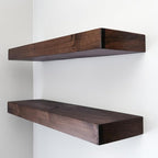Urbandi Modern Floating Shelves 3 Inches Thick for Wall, Wide Shelves for Kitchen, Living Room, Bedroom, and Bathroom, Natural Pine Wood, Rustic Wooden Shelf, (Set of 2) (Provincial, 24Lx3Hx8D)