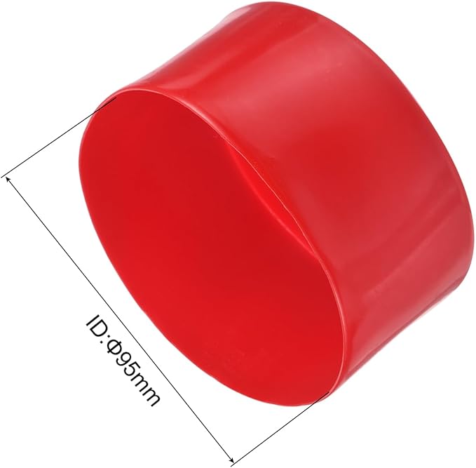 uxcell 4pcs Rubber End Caps 3 3/4"(95mm) ID Vinyl Round End Cap Cover Screw Thread Protectors Red, 50mm Height