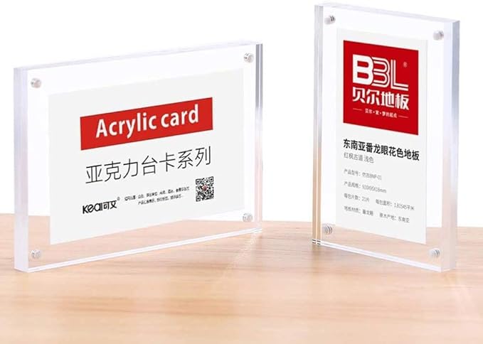 5 Pack Acrylic Label Holder Price Tag Displays Sign Holder with 3M Tape Adhesive Wall Mount Sign Stand (Transparent 150*100mm/5.9*3.94 inches)
