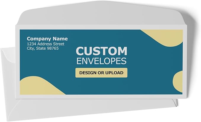 GotPrint Custom Envelopes with Logo, Full Color | #10 Standard Envelope for Mailers| Upload Business Design, Add Text or Logo, Full Color | Print Personalized 4.125x9.5, 25Qty