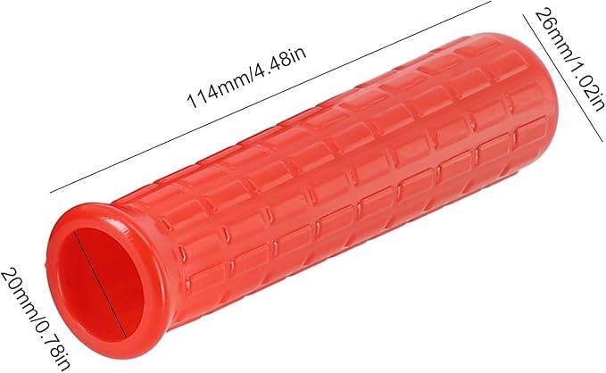 2Pcs Wheelbarrow Rubber Handles Replacement, Anti-slip Handle Grip Covers Weatherproof Handles Non-Slip Round Tubes for Garden Carts(114x20mm Red)