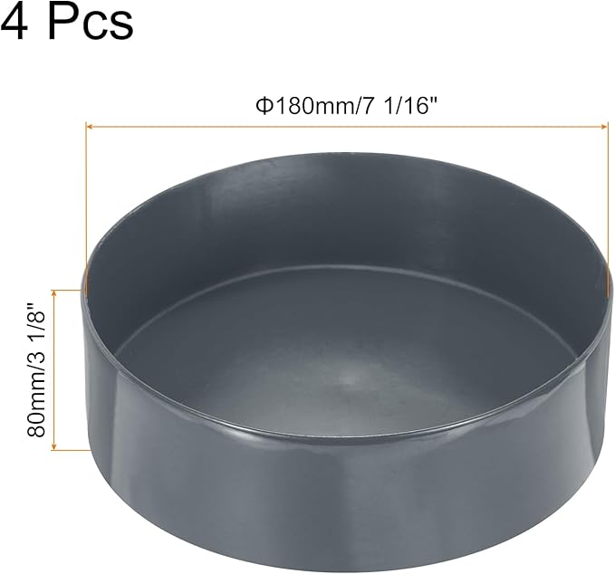 uxcell 4pcs Rubber End Caps 180mm(7 1/16 Inch) ID x 80mm(3 1/8 Inch) H Vinyl Round End Cap Cover Screw Thread Protectors Dark Grey