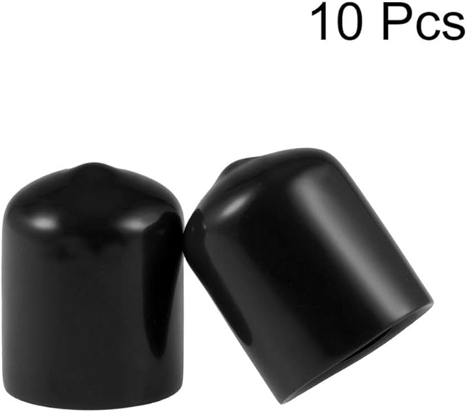 uxcell 10pcs Rubber End Caps 18mm ID Vinyl Round End Cap Cover Screw Thread Protectors Black