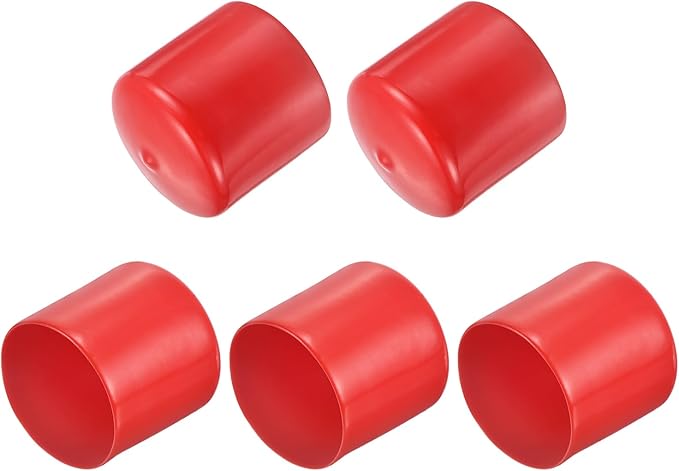 uxcell 5pcs Rubber End Caps 2"(50mm) ID Vinyl PVC Round Tube Bolt Cap Cover Screw Thread Protectors Red