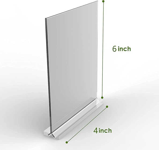 Acrylic Sign Holder 4x6 Inches 3 Pack T Shape Desktop Display Stand Vertical Double Sided Clear Table Menu Flyer Holder for Restaurants, Office, Shop, Wedding