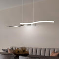 EDISLIVE Modern Wave LED Island Light, 40" Linear Stepless Dimmable Pendant Light Kitchen Island Adjustable Height Ceiling Pendant Nickel