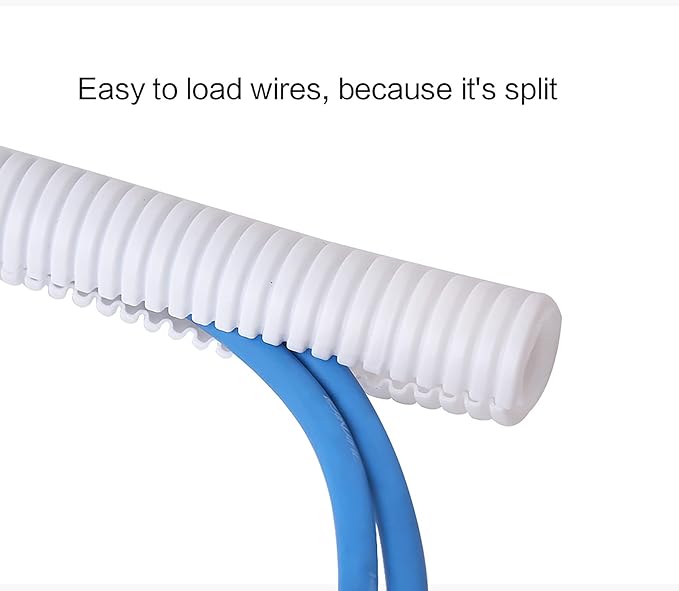 Alex Tech 25ft - 1/4 inch Split Wire Loom Tubing - White