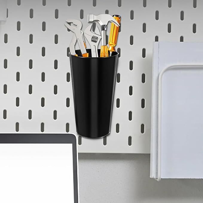 4 Sets Pegboard Hooks and 8Cm Round Pegboard Cups Organizer with 500Ml Capacity for Craft Room and Workshop Storage