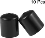 uxcell 10pcs Rubber End Caps 28mm ID Vinyl Round End Cap Cover Screw Thread Protectors Black