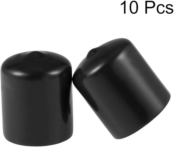uxcell 10pcs Rubber End Caps 28mm ID Vinyl Round End Cap Cover Screw Thread Protectors Black