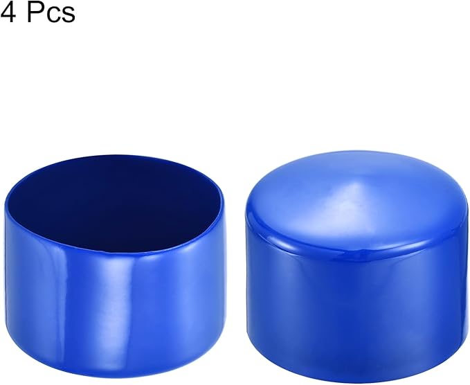 uxcell 4pcs Rubber End Caps 60mm(2 3/8") ID Vinyl Round Tube Bolt Cap Cover Screw Thread Protectors Blue, 40mm Height