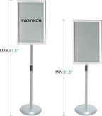 Sign Stands Aluminum Guide Signage Guide Vertical Advertising Billboard Welcome Poster Licensing Display Heavy Duty Pedestal Stand Sign Holder (Silver)