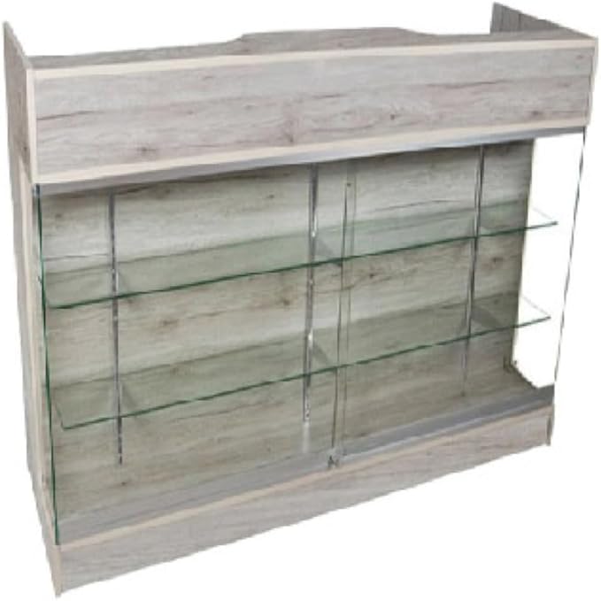 Only Hangers Barnwood Series Display Showcases and Retail Store Checkout Counters (Barnwood Ledge Counter with Glass Display, 4 Feet)
