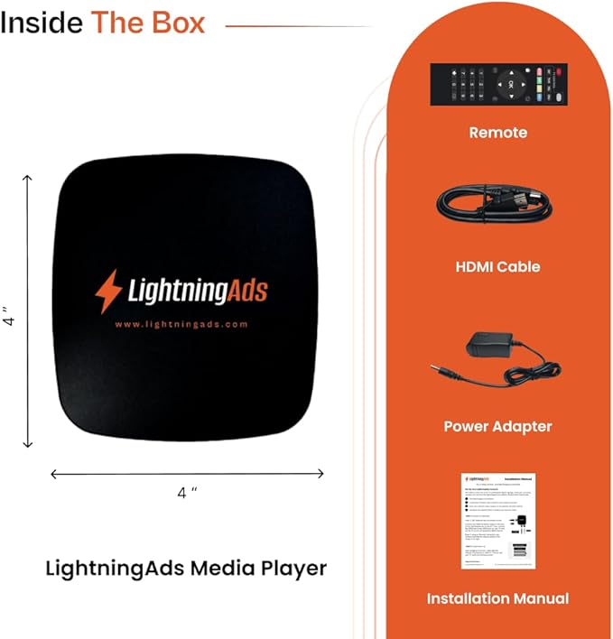 Digital Signage Player for Restaurants – No Subscription Needed, Includes Free Upload & Menu Scheduler, Unlock Affordable Premium Tools: Template Builder & AI Enhancer