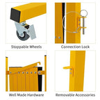 GYMTIME Expandable Metal Barricade, Portable Safety Traffic Barrier with Casters, Mobile Driveway Gate, Adjustable Security Fence, 11 Feet, Yellow and Black