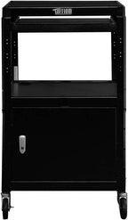 TUFFIOM AV Presentation Cart for Video Projector, Laptop Computer, Mobile Workstation Utility Media Cart for School Classroom Office, Rolling Storage Stand with Locking Cabinet Keyboard Shelf