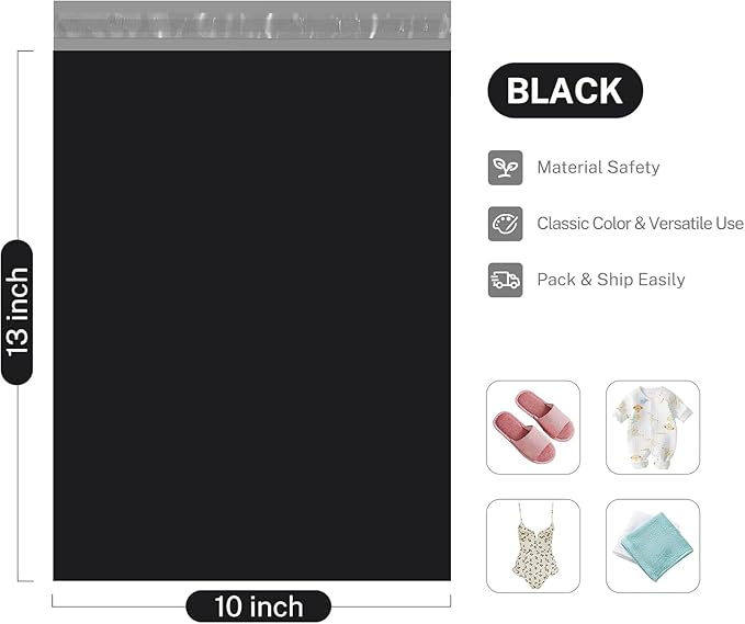 Metronic Poly Mailers 10x13 2400 Pack Black, Shipping Bags Bulk Mailing Envelopes for Small Business, Small Mailers Poly Bags for Shipping Self Seal Waterproof, Mailing Bag Packaging Bags