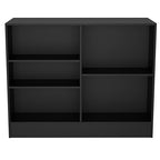 48” W ×20” D × 38” H - Ledge top Checkout Counter with Slatwall Display Front, Black Wooden Slat Wall Cash Register Stand,Retail Counter Display