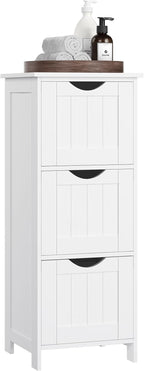 VASAGLE Floor Storage Cabinet, Freestanding Storage Unit with 3 Drawers, 11.8 x 12.6 x 31.9 Inches, for Bathroom, Living Room, Kitchen, Modern Style, Matte White UBBC50WT