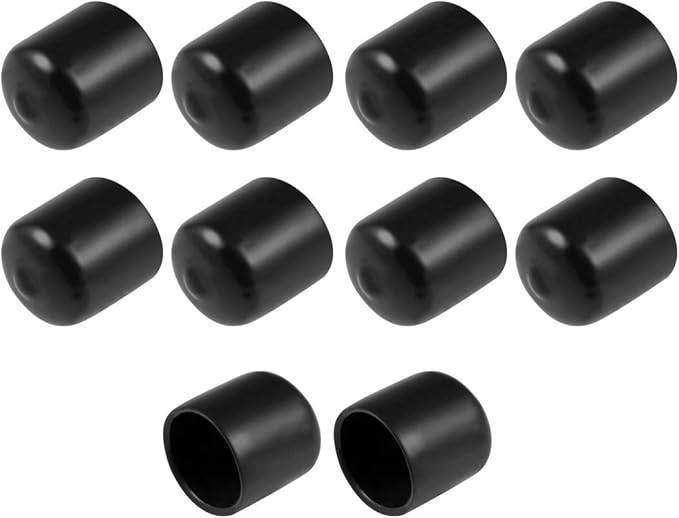 uxcell 10pcs Rubber End Caps 21mm ID Vinyl Round End Cap Cover Screw Thread Protectors Black