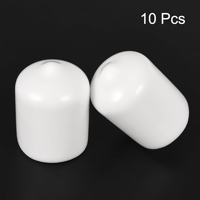 uxcell 10pcs Rubber End Caps 17mm ID Vinyl Round End Cap Cover Screw Thread Protectors White