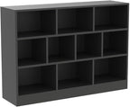 Cozy Castle Black Bookshelf, 3-Tier Open Shelf Bookcase, 10 Cube Storage Organizer with Anti-Tilt Device, Freestanding Horizontal Bookshelf Cube Shelf for Bedroom, Living Room, Office