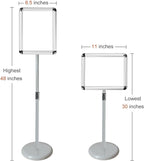 Sign Stand-Adjustable Pedestal Sign Holder Stand, Poster Stands Aluminum Snap Open Frame for 8.5X11 Inches with Heavy Round Base, Both Vertical and Horizontal Displayed (8.5x11in Silver-2Pack)