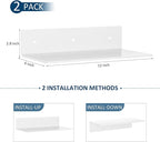 12 Inches Acrylic Wall Shelves 2 Pack, Floating Shelf for Wall Mounting, Acrylic Display Ledges for Funko Pop Figures, Home Décor, Living Room, Gaming Room, Plants(12 inch, White)