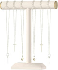 Julysky T-Bar Necklace Holder Stand,Necklace Display Stand for Selling,Necklace Organizer for Women,Necklace and Bracelet Hanger,Jewelry Stand,Necklace Storage Stand,Necklace Tree（Beige）