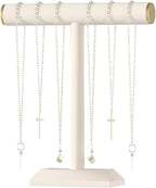 Julysky T-Bar Necklace Holder Stand,Necklace Display Stand for Selling,Necklace Organizer for Women,Necklace and Bracelet Hanger,Jewelry Stand,Necklace Storage Stand,Necklace Tree（Beige）