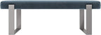 VANT Upholstered Bed Bench - Velvet Peacock Blue- Brushed Nickel - Contemporary Modern, Bedroom Bench Seat, Hallway, or Entryway