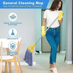 6 Pack Heavy Mop Replace Head，mop Head Replacement,Commercial mop Heads,Reusable Mop Head Refills-Replacement Mop Heads SuitableWet Industrial Blue Cotton Looped End String Head Refill (Blue)