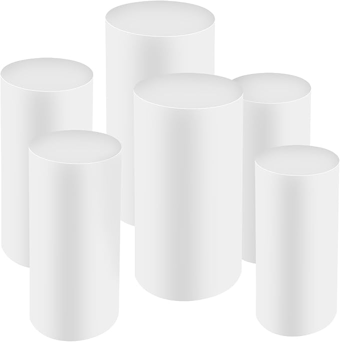 6Pcs Metal Pedestal Stand for Party, Large White Cake Stand, Pedestal Display Plinth Pillars for Wedding Ceremony Birthday Party Art Decor, Column Decorative Cube for Wedding Dessert Table Display