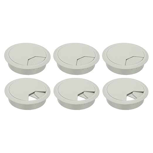 PATIKIL 3 Inch Desk Grommet, 6Pcs Cable Grommet Wire Management Cable Hole Cover Cord Organizer for Office Home Table Countertop, Gray