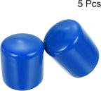 uxcell 5pcs Rubber End Caps 24mm ID Vinyl Round Tube Bolt Cap Cover Screw Thread Protectors Blue